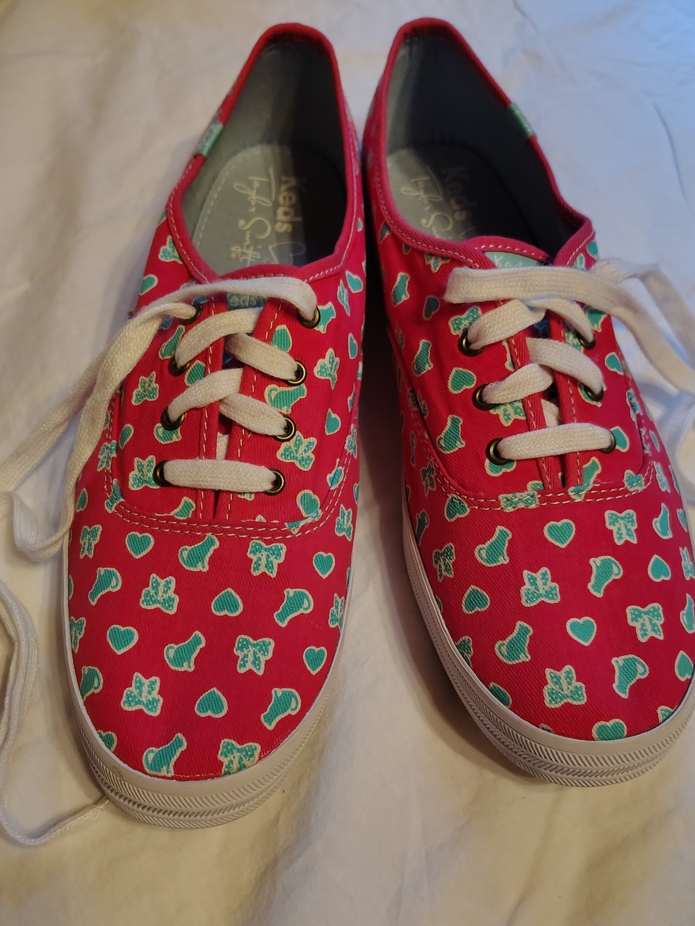 VTG Taylor Swift x Keds Champion Sneakers - Pink/Teal Cat Bow Heart Style 009